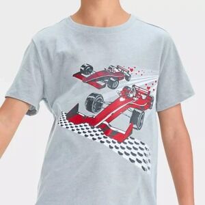 Boys XL‎ Racing Car Graphic Tee Red Hearts Print Short Sleeve Cotton Blend Shirt
